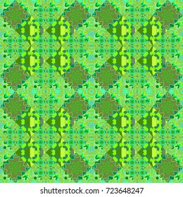 Vector illustration. Endless abstract seamless pattern. Green, gray and blue background texture.