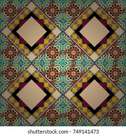 Vector illustration. Endless abstract seamless pattern. Beige, brown and yellow background texture.