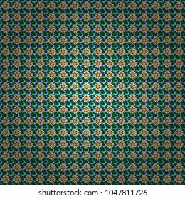 Vector illustration. Endless floral abstract seamless pattern. Background texture in blue, green and beige colors.