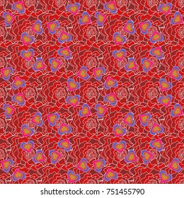 Vector illustration. Endless floral abstract seamless pattern. Background texture in red, white and magenta colors.