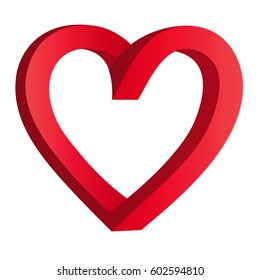 Vector illustration of an endless outline of a heart on a white background