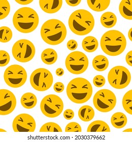 Vector illustration of an endless pattern of laughing emoticons. 