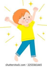 Vector illustration of an energetic smiling boy