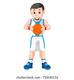 vector illustration of energetic young man playing basketball