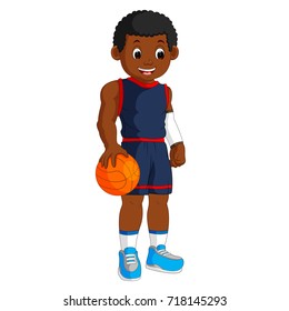 vector illustration of energetic young man playing basketball