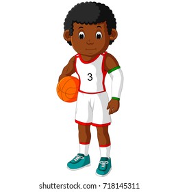 vector illustration of energetic young man playing basketball