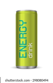 Vector Illustration Of Energy Drink Can, Isolated On White Background 