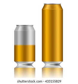 Vector illustration of energy drink cans in different colors, Aluminum Cans Empty 500 and 330 ml. isolated on white background