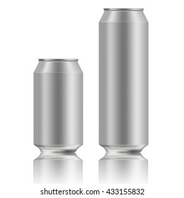 Vector illustration of energy drink cans in different colors, Aluminum Cans Empty 500 and 330 ml. isolated on white background