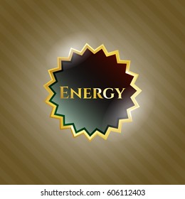 Vector illustration of Energy gold shiny emblem in green