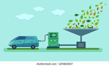 Vector illustration of Energy leaf car.