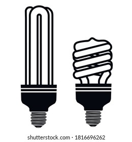 Vector illustration of energy saving lamps (E27) for lighting on a white background.