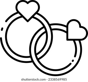 Vector illustration of engagement rings line icon. Weddings and marriages.