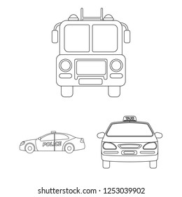 Vector illustration of engine and truck icon. Collection of engine and vehicle stock symbol for web.