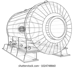 Vector illustration of engine unit oil industry. Created illustration of 3d