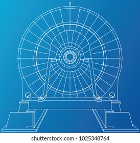 Vector illustration of engine unit oil industry. Created illustration of 3d