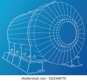 Vector illustration of engine unit oil industry. Created illustration of 3d