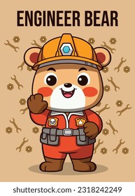 Vector Illustration, Engineer Bear, Animal Clipart