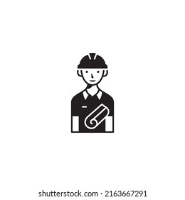 Vector illustration of an engineer, icon design in solid style.
