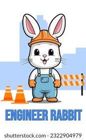 Vector Illustration, Engineer Rabbit, Animal Clipart