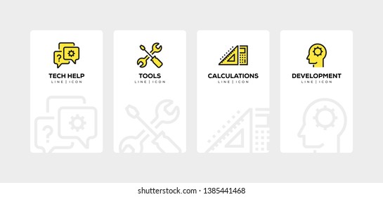 VECTOR ILLUSTRATION OF ENGINEERING LINE ICON SET