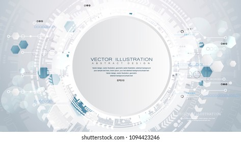 Vector illustration engineering technology with various elements. Digital space for content, network, business tech presentation on light color background.