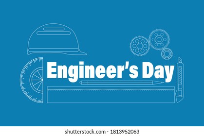 Vector Illustration of Engineer's day India. 16th September. Background with construction instruments.