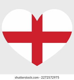 Vector illustration of the England flag with a heart shaped isolated on plain background.