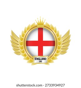 A vector illustration of the England flag logo, a golden circle. Perfect for World Cup content, leagues, and international tournaments.