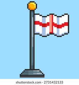 Ilustración vectorial de la bandera de Inglaterra con el diseño del arte del pixel, perfecto para los diseños temáticos de los activos del juego