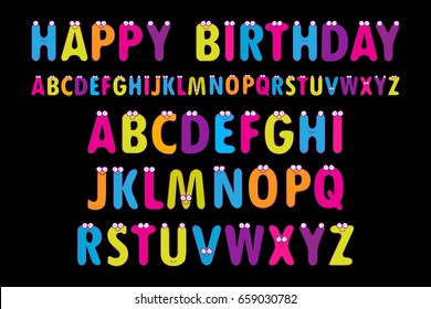 Vector Illustration of the English alphabet. abc. Lettering. Multicolored letters. Education of children. Poster