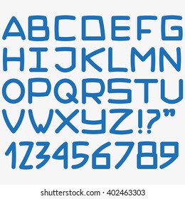 Vector illustration of English alphabet, English language, learn English, numbers, tutorial, font