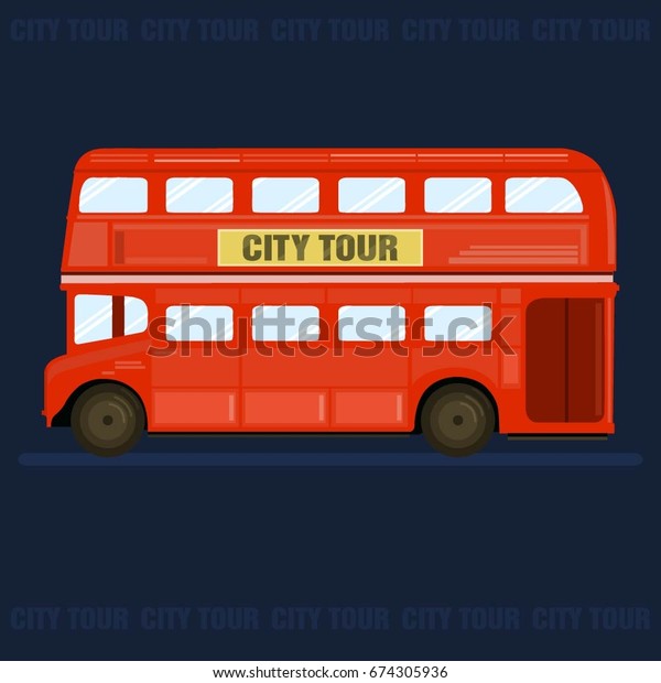 Vector\
illustration with english bus. City\
tour.