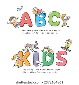 Vector illustration of english language and children.