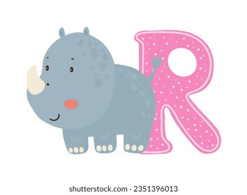 Vector illustration of the English letter with animal. Template for a logo. Element to compose your own phrase.