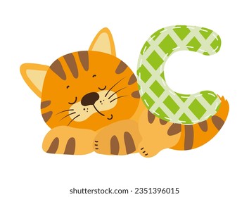 Vector illustration of the English letter with animal. Template for a logo. Element to compose your own phrase.