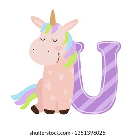 Vector illustration of the English letter with animal. Template for a logo. Element to compose your own phrase.
