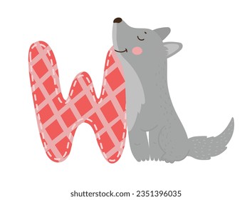 Vector illustration of the English letter with animal. Template for a logo. Element to compose your own phrase.