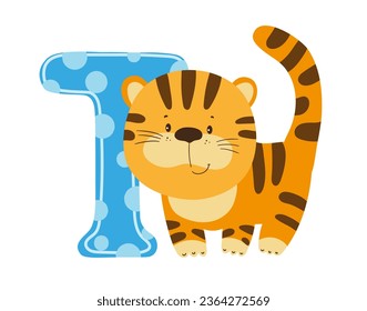 Vector illustration of the English letter with animal. Template for a logo. Element to compose your own phrase.