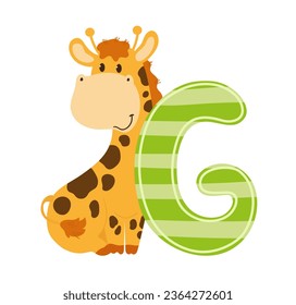 Vector illustration of the English letter with animal. Template for a logo. Element to compose your own phrase.