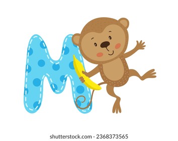 Vector illustration of the English letter with animal. Template for a logo. Element to compose your own phrase.