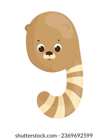 Vector illustration of the English letter in the form of an animal. Template for a logo. Element to compose your own phrase.