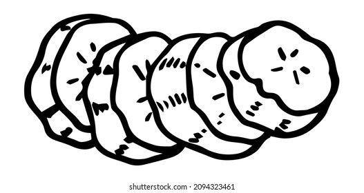 Vector illustration of engraved banana slice