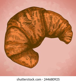 vector illustration of engraving croissant 