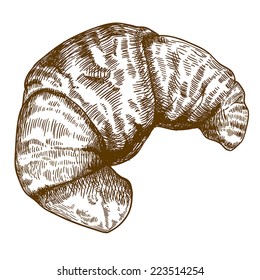 vector illustration of engraving croissant on white background