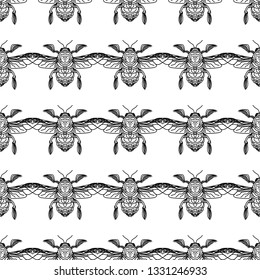Vector illustration of the engraving highly detailed hand-drawn beetle with wings, insect on white background. Design a tattoo, a symbol of mystical magic for your use.