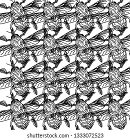 Vector illustration of the engraving highly detailed hand-drawn beetle with wings, insect on white background. Concept for a holiday gift, decoration for a wedding or a sticker.