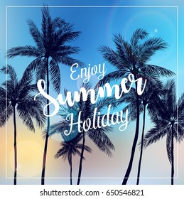 Vector illustration of Enjoy Summer Holiday poster background