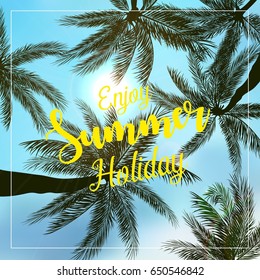 Vector illustration of Enjoy Summer Holiday poster background