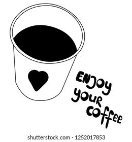 Vector illustration enjoy your coffee with  lettering with panda